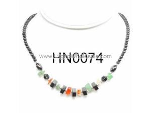 Assorted Colored Semi precious Stone Beads Hematite Beads Stone Chain Choker Fashion Women Necklace